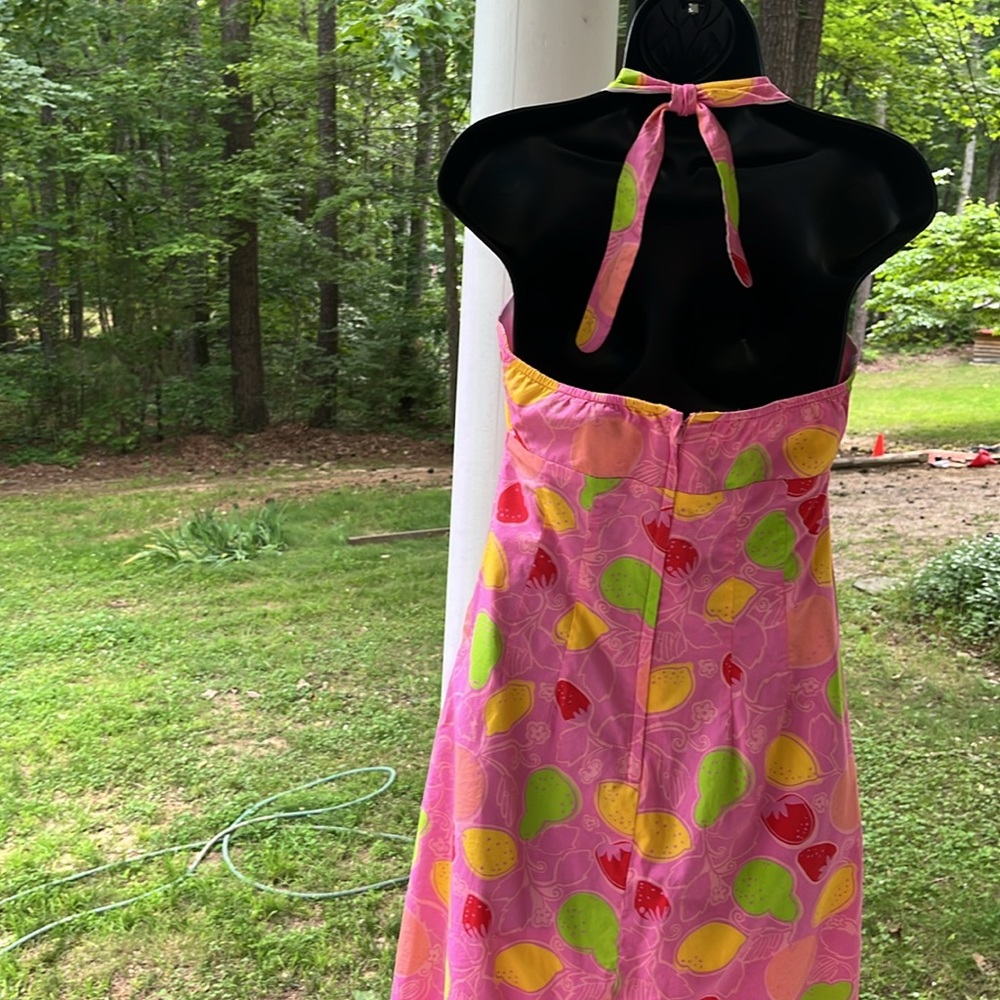 Like new Lily Pulitzer halter dress size 10 pink/fruit print - Picture 3 of 4